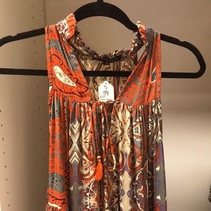 Maxi dress. Fashion fuse. Small. Orange and purples.
